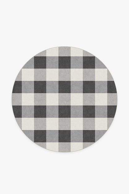 Buffalo Plaid Black & White Flatwoven Rug