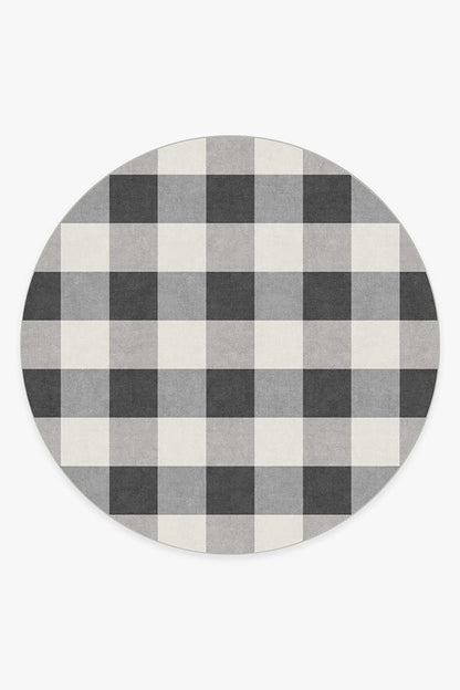 Buffalo Plaid Black & White Flatwoven Rug