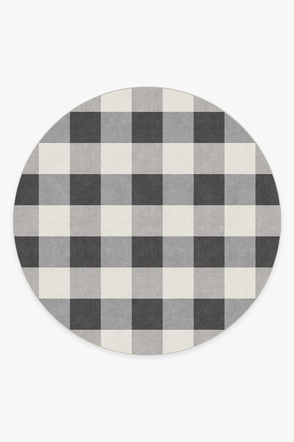 Buffalo Plaid Black & White Flatwoven Rug