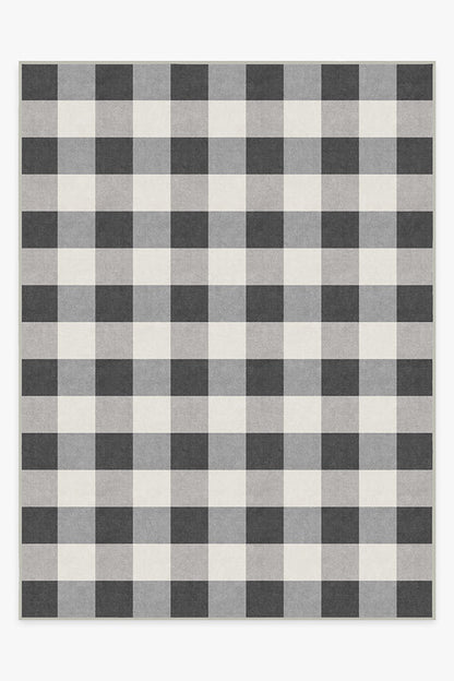 Buffalo Plaid Black & White Flatwoven Rug