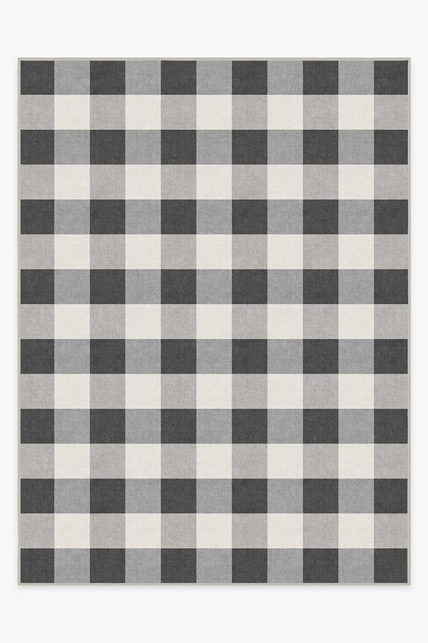 Buffalo Plaid Black & White Flatwoven Rug