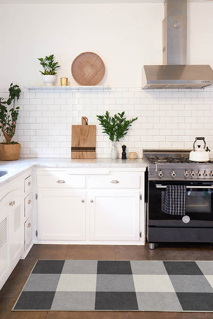 Buffalo Plaid Black & White Flatwoven Rug