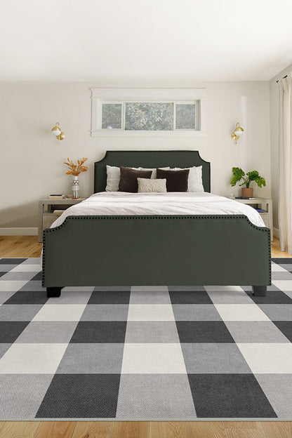 Buffalo Plaid Black & White Flatwoven Rug
