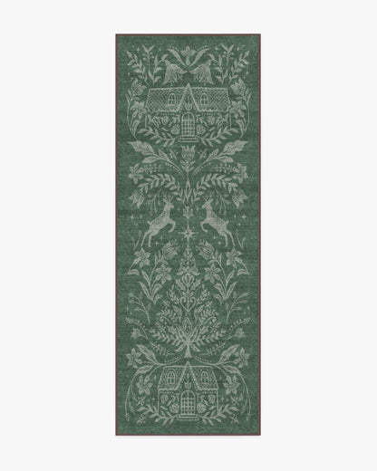 Christmas Wonderland Green Flatwoven Rug