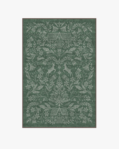 Christmas Wonderland Green Flatwoven Rug