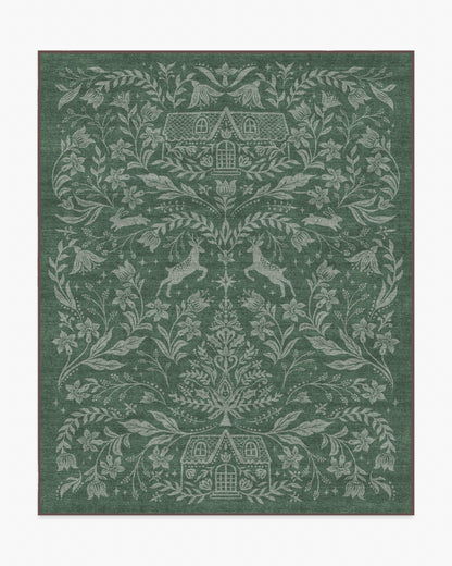 Christmas Wonderland Green Flatwoven Rug