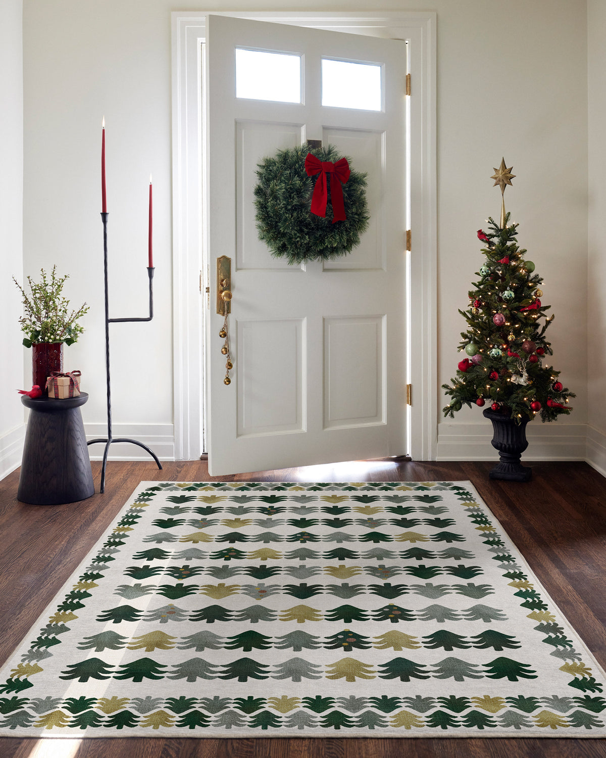 Festive Forest Green Flatwoven Rug