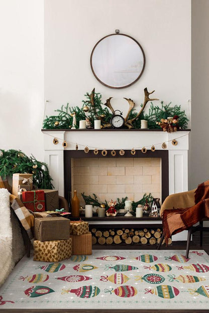 Festive Garland Holiday Shortbread Flatwoven Rug