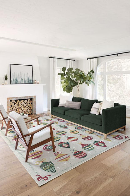 Festive Garland Holiday Shortbread Flatwoven Rug