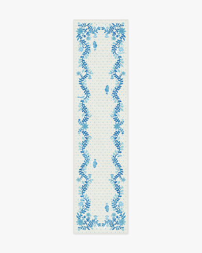 Festive Yuletide Ivory & Blue Rug by The Hiltons