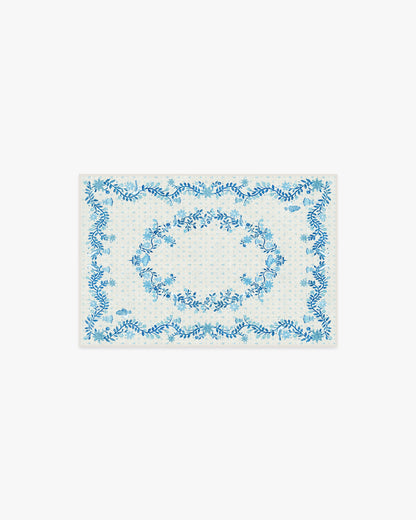 Festive Yuletide Ivory & Blue Rug by The Hiltons