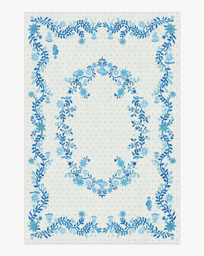 Festive Yuletide Ivory & Blue Rug by The Hiltons