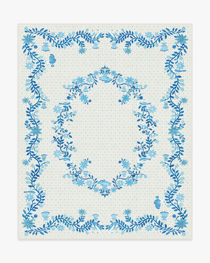 Festive Yuletide Ivory & Blue Rug by The Hiltons