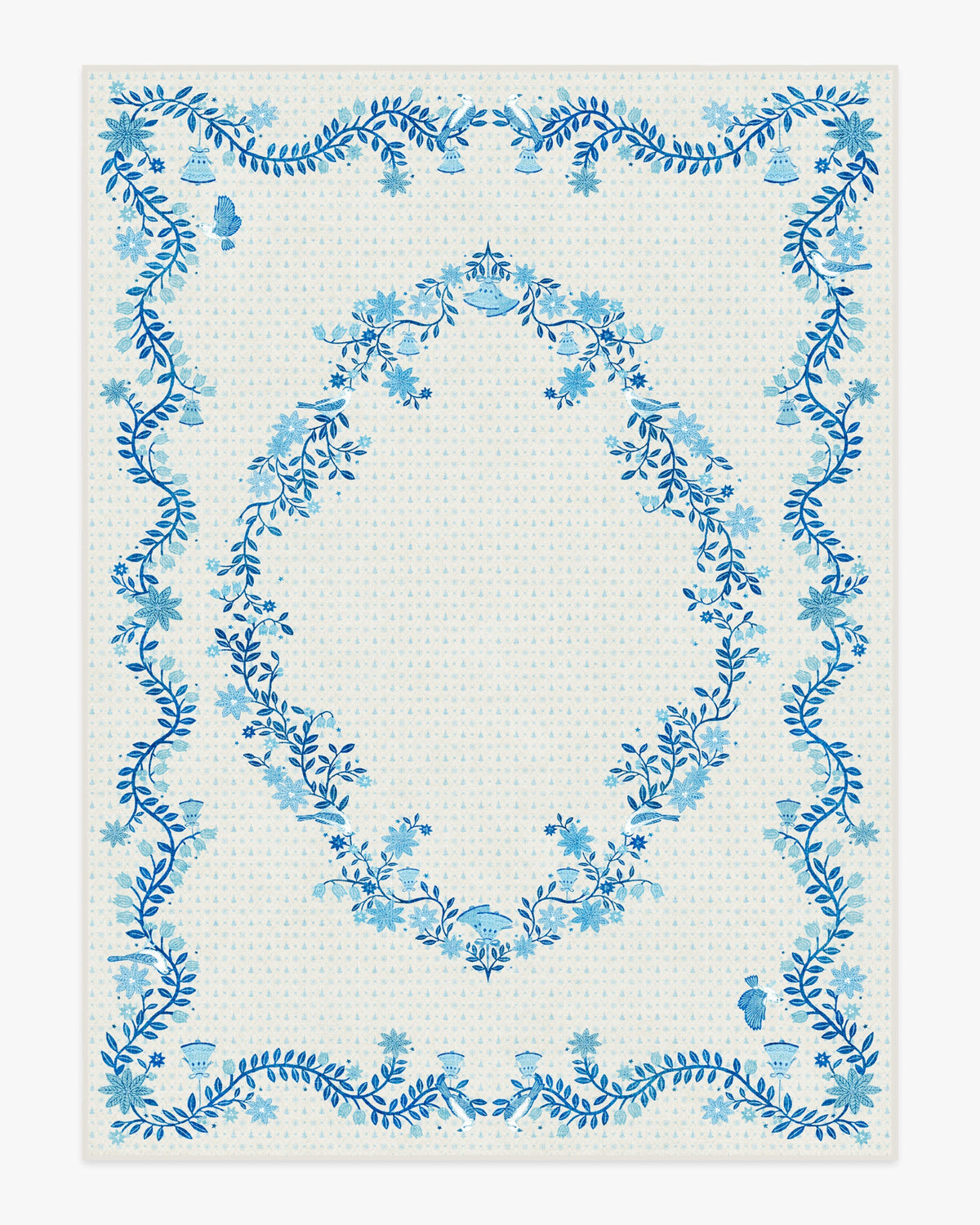 Festive Yuletide Ivory & Blue Rug by The Hiltons