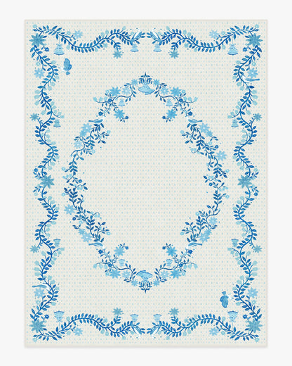 Festive Yuletide Ivory & Blue Rug by The Hiltons