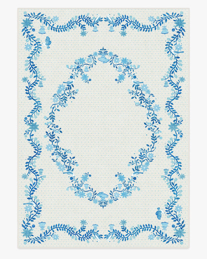 Festive Yuletide Ivory & Blue Flatwoven Rug by The Hiltons