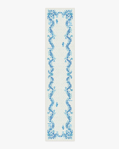 Festive Yuletide Ivory & Blue Flatwoven Rug by The Hiltons