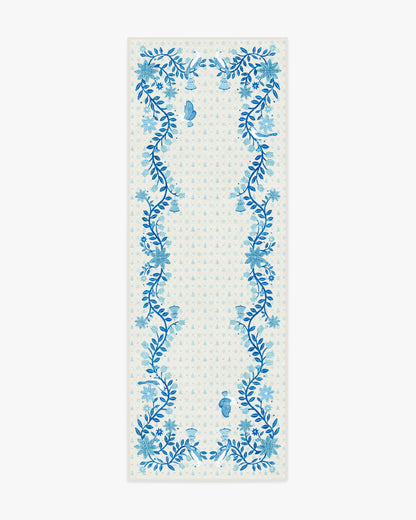 Festive Yuletide Ivory & Blue Flatwoven Rug by The Hiltons
