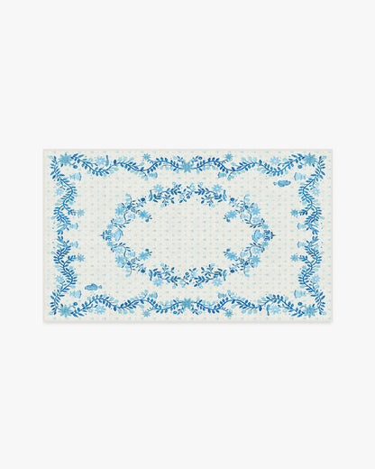 Festive Yuletide Ivory & Blue Flatwoven Rug by The Hiltons