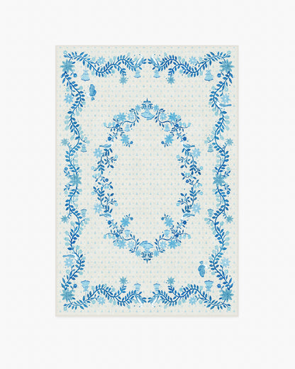 Festive Yuletide Ivory & Blue Flatwoven Rug by The Hiltons