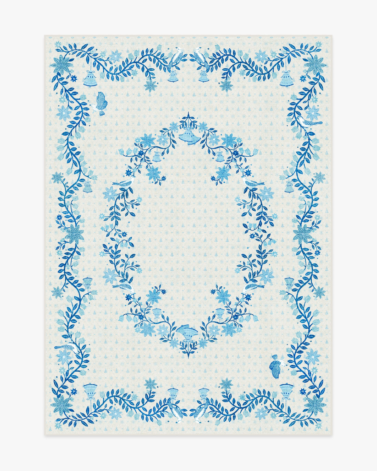 Festive Yuletide Ivory & Blue Flatwoven Rug by The Hiltons