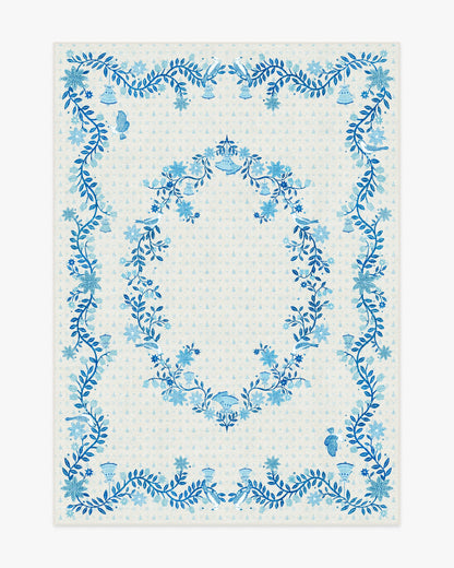 Festive Yuletide Ivory & Blue Flatwoven Rug by The Hiltons