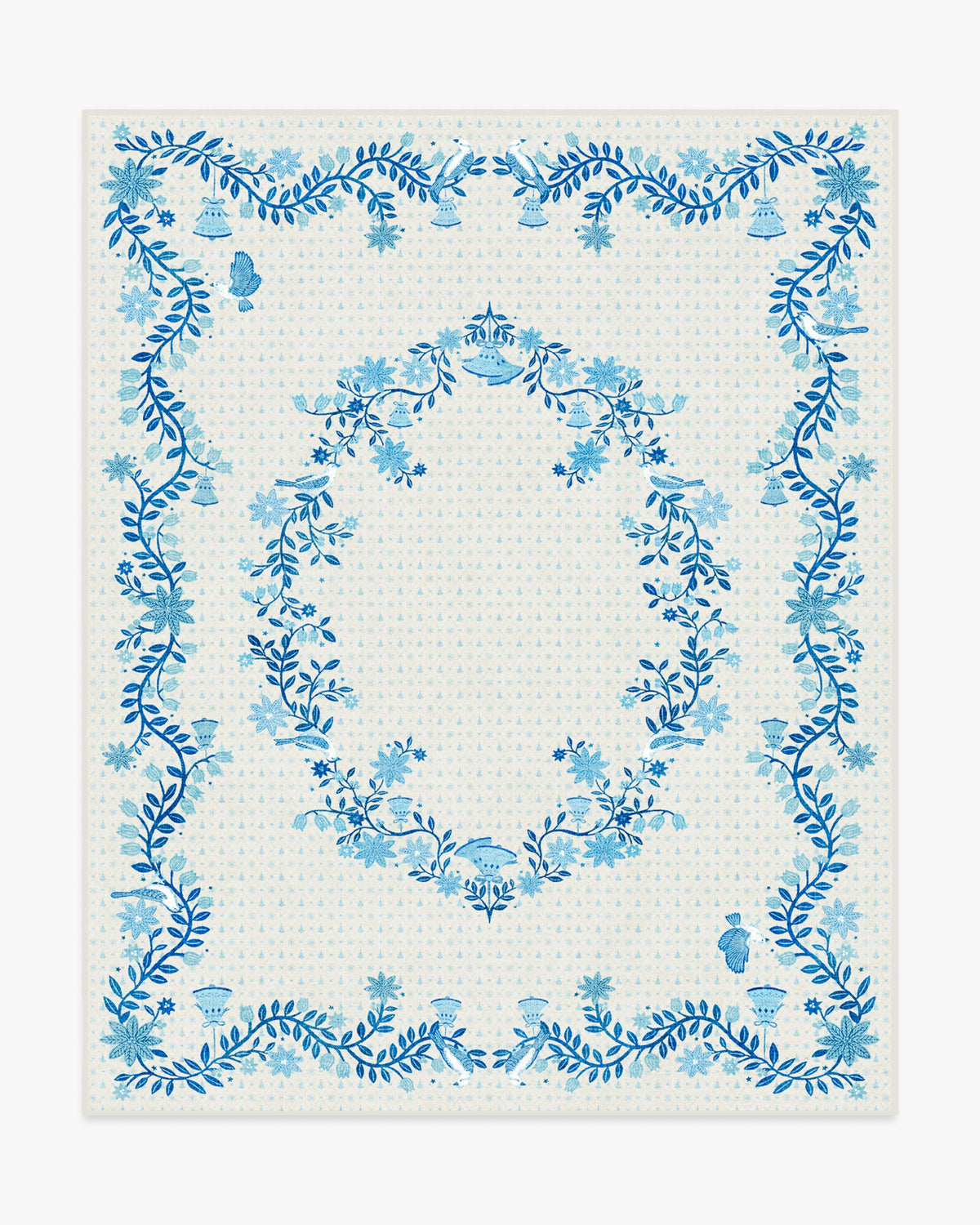 Festive Yuletide Ivory & Blue Flatwoven Rug by The Hiltons