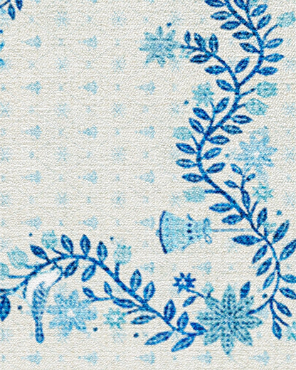 Festive Yuletide Ivory & Blue Rug by The Hiltons