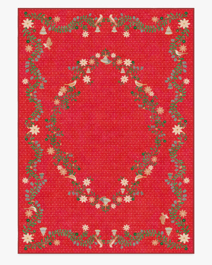 Festive Yuletide Red Rug by The Hiltons