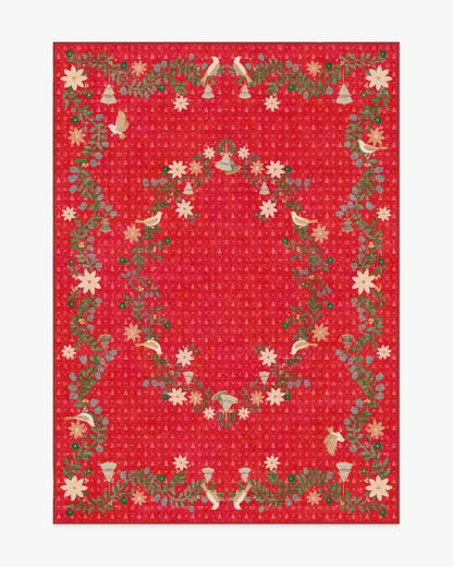 Festive Yuletide Red Rug by The Hiltons