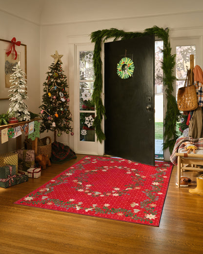 Festive Yuletide Red Rug by The Hiltons