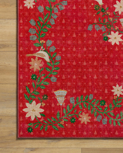 Festive Yuletide Red Rug by The Hiltons