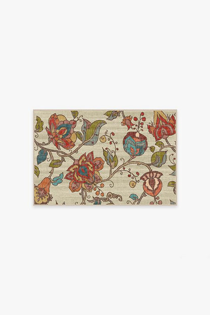 Frida Floral Natural Flatwoven Rug
