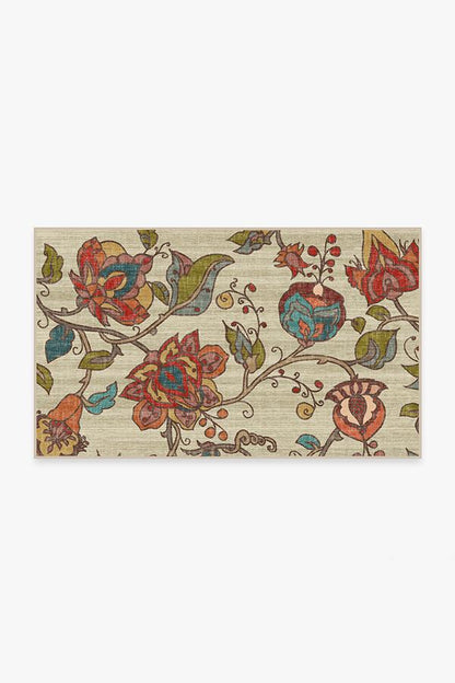 Frida Floral Natural Flatwoven Rug