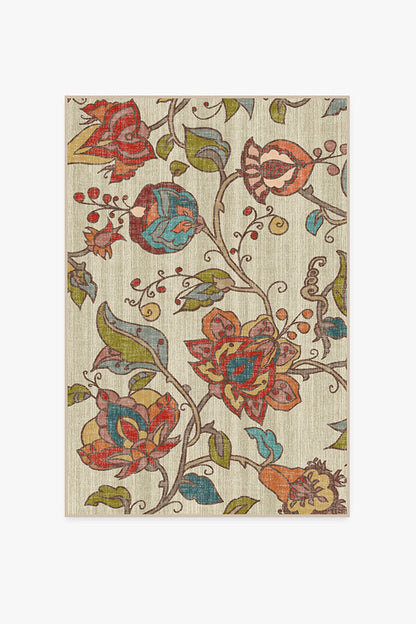 Frida Floral Natural Flatwoven Rug