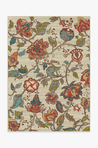 Frida Floral Natural Flatwoven Rug