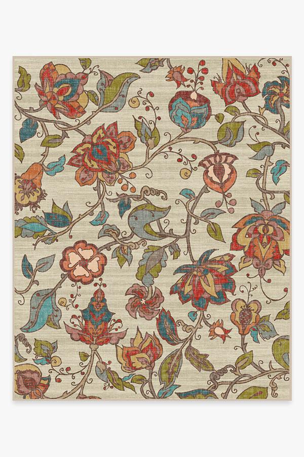 Frida Floral Natural Flatwoven Rug