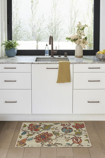 Frida Floral Natural Flatwoven Rug