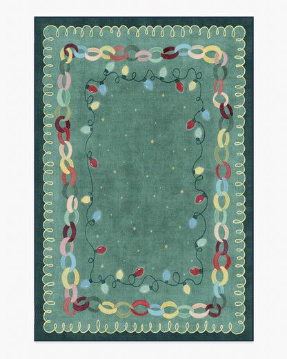 Garland Glow Green Flatwoven Rug