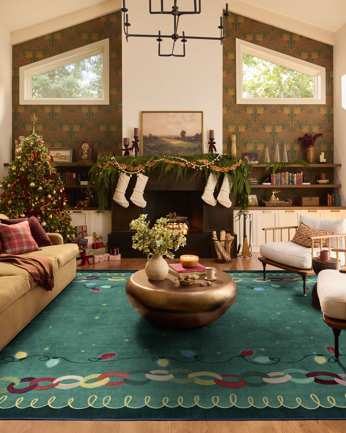 Garland Glow Green Flatwoven Rug