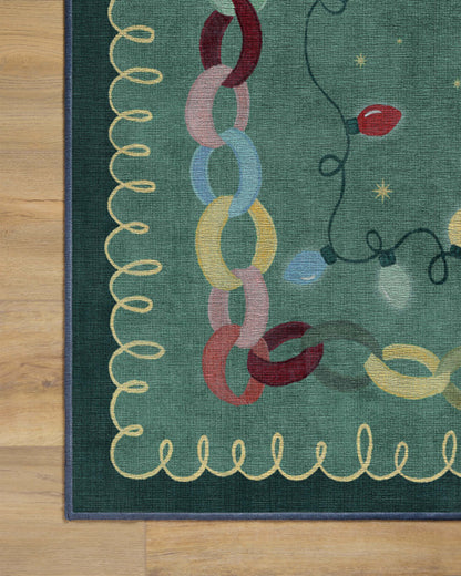 Garland Glow Green Flatwoven Rug