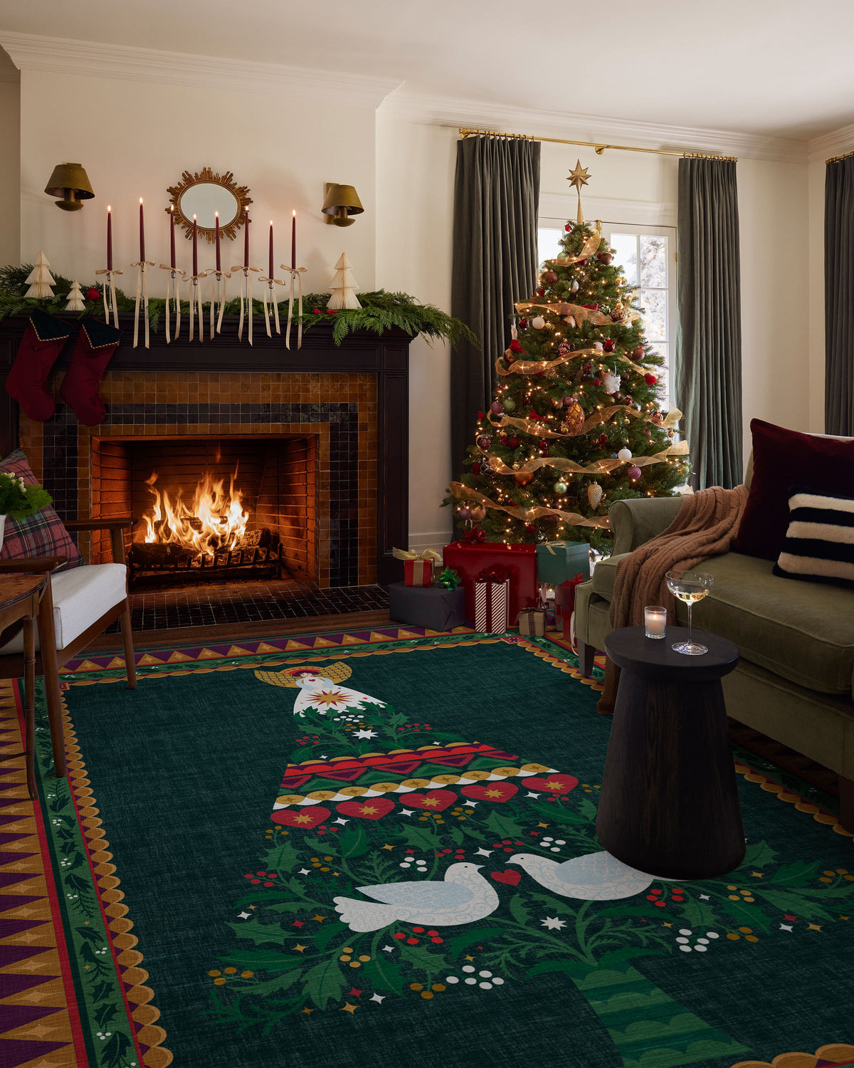 Giving Tree Green & Gold Flatwoven Rug