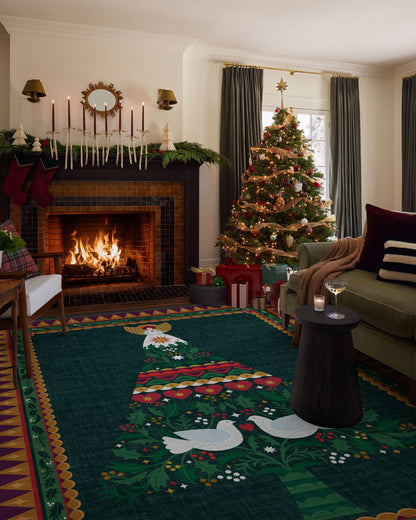 Giving Tree Green & Gold Flatwoven Rug