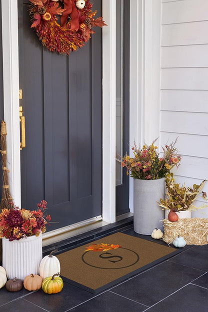 Harvest Leaves Monogram Doormat