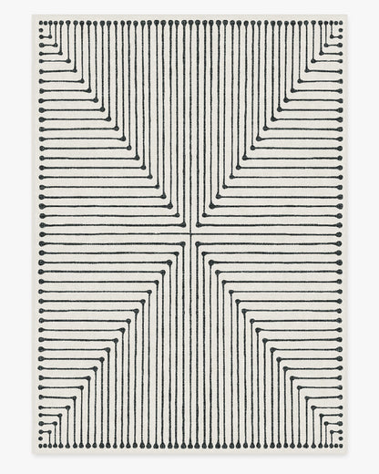 Inkdrop Black & Ivory Flatwoven Rug by Jonathan Adler