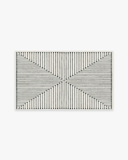 Inkdrop Black & Ivory Flatwoven Rug by Jonathan Adler