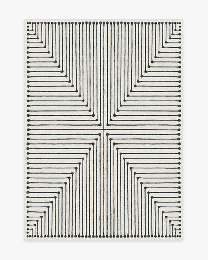 Inkdrop Black & Ivory Flatwoven Rug by Jonathan Adler
