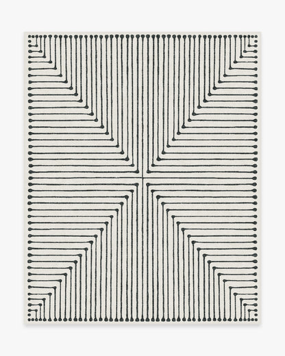 Inkdrop Black & Ivory Flatwoven Rug by Jonathan Adler