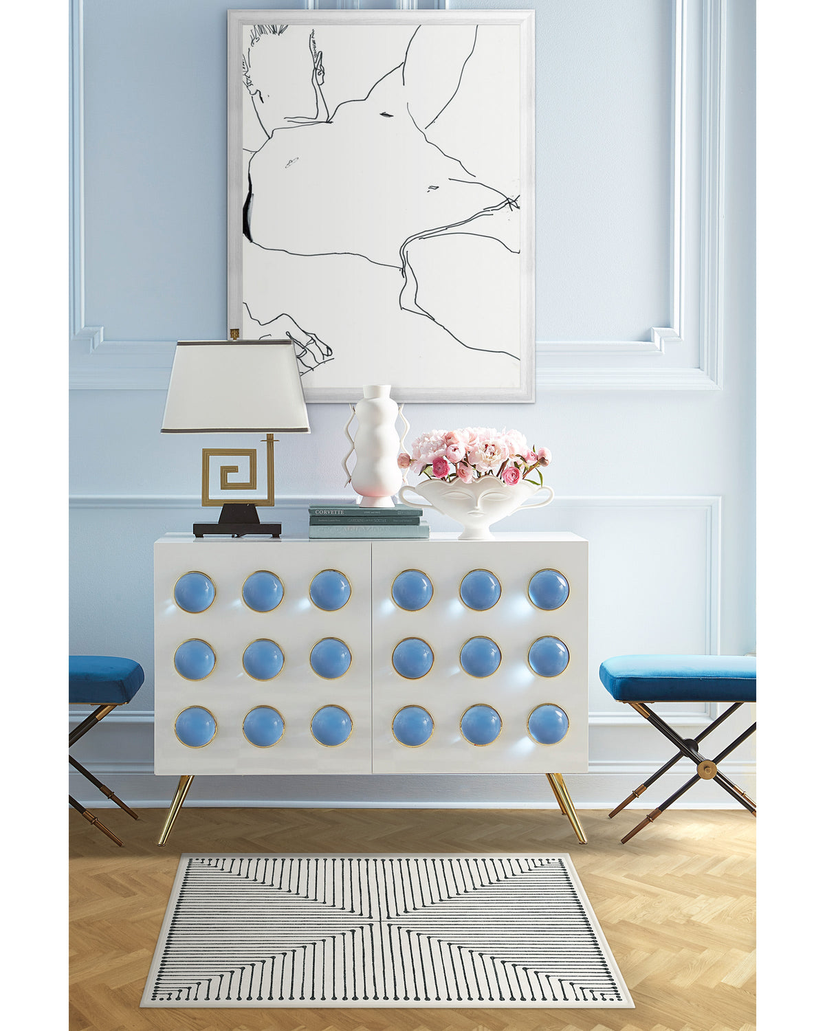 Inkdrop Black & Ivory Flatwoven Rug by Jonathan Adler