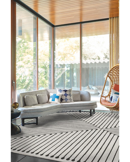 Inkdrop Black & Ivory Flatwoven Rug by Jonathan Adler